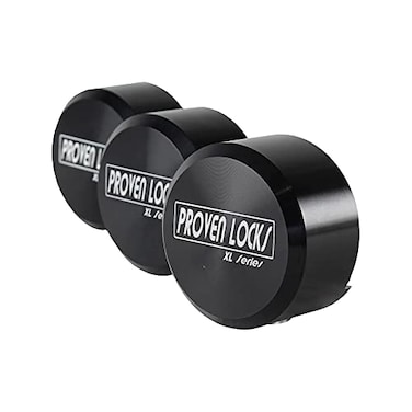 Proven Industries Puck Lock Set Model 400XL 3Pack Hidden Shackle Keyed Alike 6061 Solid Aluminum Shackle Opening 1 34 x 1 34 x 78 in Depth 1 14 in Made in USA Black