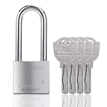 Mindy 40mm Long Shackle Padlocks for Outdoor Use All Weather Resistant Alloy Steel Heavy Duty Lock with 4 Keys