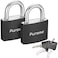 Puroma Lock Keyed Padlock 2 Pack Aluminum Locks with 3 Keys Alike 78 Inch Locker Lock 43mm Small Padlocks for Gate Fence Shed Toolbox School Gym Locker Black