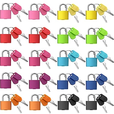 Ripeng 20 Pieces Mini Padlock Suitcase Locks 125with Keys Multicolor Keyed Padlock Metal Small Luggage Lock Keyed Padlocks for Gym Locker Backpack Box Laptop Bag Colorful