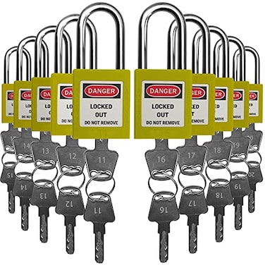 SAFBY Lockout Tagout Locks Safety Padlock Keyed Differently Loto Safety Padlocks for Lock Out Tag Out Kits Station Yellow 1120