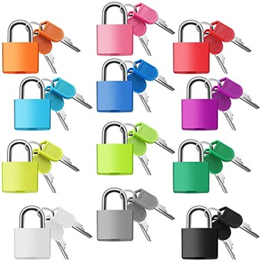 Photect Suitcase Locks with Keys Metal Padlocks Multicolor Small Luggage Keyed Padlock for School Gym Classroom Home Schoolbag Backpack Matching Game TraveVivid Colors12 Pcs