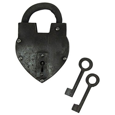 TG,LLC Treasure Gurus Unique Large Heart Shaped Railroad Padlock wKeys