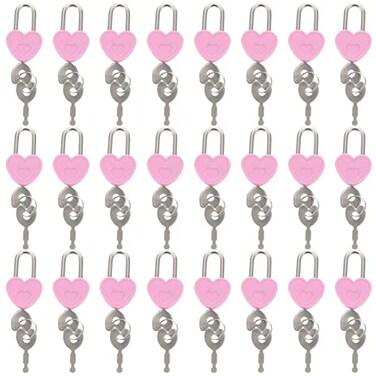 Ipetboom Mini Heart Lock with Keys Small Padlock for Diary Suitcase Jewelry Box Vintage Style Portable Security Lock