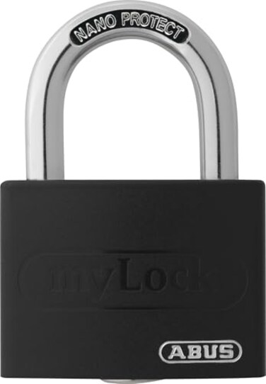 ABUS Padlock T65AL40 myLOCK Individually writable Locker Lock Solid Aluminium Lock Body ABUS Security Level 5 Black