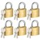HOX 6Pack Keyed Padlock Waterproof and Rustproof Solid Brass Lock with 114 Wide Body Padlock with Keys for Storage Unit Sheds Garages and Fence
