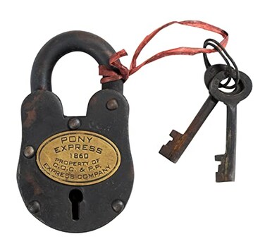 Artisan Owl Vintage Cast Iron Pony Express Padlock with 2 Working Keys Authentic AntiqueStyle Lock Functional HeavyDuty Security Padlock