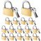 Kenning 16 Pcs Solid Keyed Alike Padlocks 098 Solid Brass Padlock with Key Weatherproof Luggage Locks Suitcase Lock Wide Body with Hardened Steel Shackle for Sheds Storage Unit Gym Fence