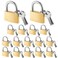 Kenning 16 Pcs Solid Keyed Alike Padlocks 098 Solid Brass Padlock with Key Weatherproof Luggage Locks Suitcase Lock Wide Body with Hardened Steel Shackle for Sheds Storage Unit Gym Fence