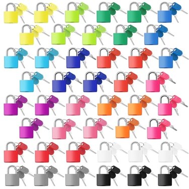 Photect Suitcase Locks with Keys Metal Padlocks Multicolor Small Luggage Keyed Padlock for School Gym Classroom Home Schoolbag Backpack Matching Game TraveBright Colors45 Pcs