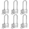 HOX MarineGrade Rustproof Padlock Stainless Steel Shackle ChromePlated Brass Body Weatherproof Outdoor Lock 25Inch Long Shackle 6Pack