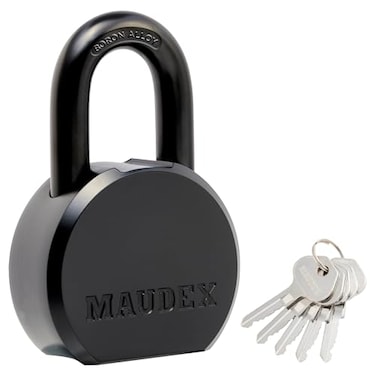 Maudex PML65 Professional Grade Padlock High Security with Boron Alloy Shackle AllWeather Protection 5 Brass Keys for Storage Units Gates Commercial Security