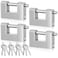 Blulu 4 Pack Heavy Duty Lock for Shipping Container with Stainless Steel Keys Stainless Steel DShaped Padlock for Garage Door Shed Storage Unit Locker and Warehouse 80mm