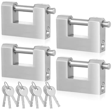 Blulu 4 Pack Heavy Duty Lock for Shipping Container with Stainless Steel Keys Stainless Steel DShaped Padlock for Garage Door Shed Storage Unit Locker and Warehouse 80mm