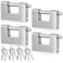 Blulu 4 Pack Heavy Duty Lock for Shipping Container with Stainless Steel Keys Stainless Steel DShaped Padlock for Garage Door Shed Storage Unit Locker and Warehouse 80mm