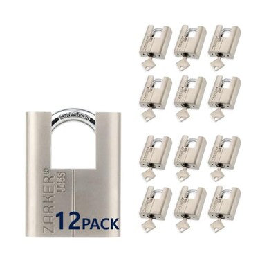 Zarker J45S keyed Alike Padlocks Heavy Duty Stainless Steel Shackle Lock 36 Keys Waterproof and Rustproof Storage Warehouses Garage Outdoors 12Pack
