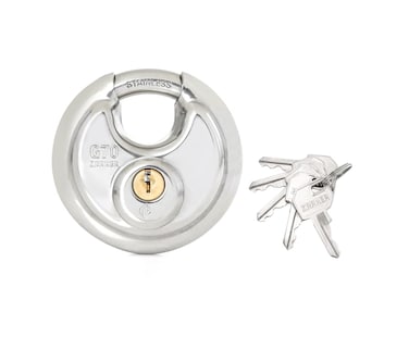 Zarker G70 Heavy Duty Stainless Steel Keyed Discus Padlock 70mm Stainless Steel Body and Shackle 5 Keys Garage Warehouses Outdoors 1Pack