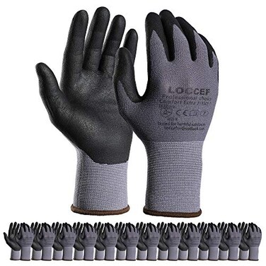LOCCEF Safety Work Gloves MicroFoam Nitrile Coated12 PairsSeamless Knit Nylon GlovesHome ImprovementMicroFoam Gloves 12 Pairs6XS
