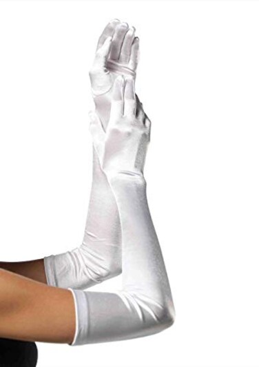 Leg Avenue Womens OS Extra Long Satin Gloves White One Size