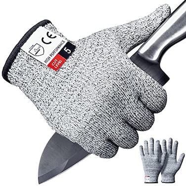Apaffa 2PCS Cut Resistant Gloves Food Grade Anti Cutting Gloves for Kitchen Mandolin Slicing Wood Carving Large