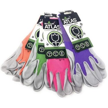 SHOWA 12 Pack Showa Atlas NT370 Atlas Nitrile Garden Gloves Medium Assorted Colors