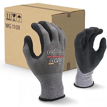 linconson 12 Pack Safety Performance Series Construction Mechanics Work Gloves M Pack of 12 Grey