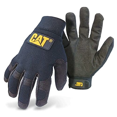 Cat CAT012212M Spandex Back Utility Gloves Black Medium WaterResistant Clarino Palm Gloves with Adjustable Wrists