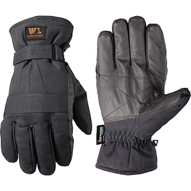 Wells Lamont Mens Insulated Duck Fabric Black Winter Gloves Large 1075K
