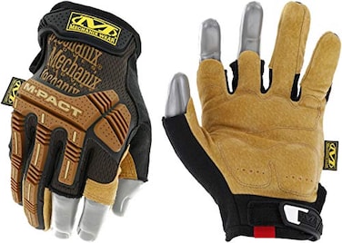 Mechanix Wear MPact Leather Framer Gloves Leather Fingerless AntiSlip Gloves for Optimal Control Impact Resistant Breathable Machine Washable BrownBlack XLarge
