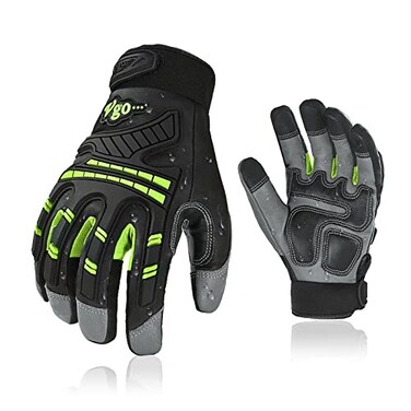 Vgo... Vgo 1Pair High Dexterity Water Repellent Goat Leather Heavy Duty Mechanic GloveRigger GloveAntiVibrationAntiAbrasionTouchscreen Size XLGreenGA8954