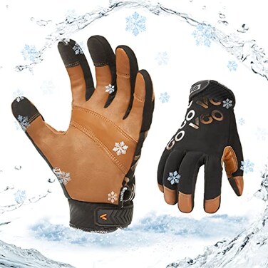 Vgo... Vgo 1Pair 4 or above 3M Thinsulate C100 Winter Warm Waterproof Light Duty Mechanic Glove High Dexterity Antiabrasion Rigger Glove Size XL Brown GA9603FW