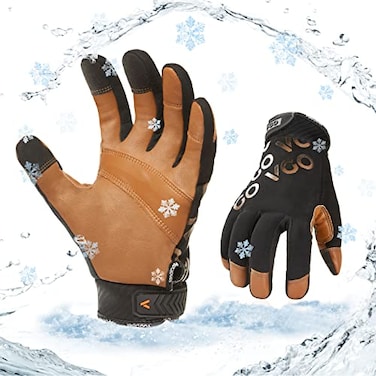 Vgo... Vgo 1Pair 4 or above 3M Thinsulate C100 Winter Warm Waterproof Light Duty Mechanic Glove High Dexterity Antiabrasion Rigger Glove Size L Brown GA9603FW