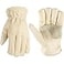 Wells Lamont Leather Work Gloves for Men Grain Cowhide Reinforced Palm Ideal for Construction Farming Ranching Ergonomic Fit Keystone Thumb Elasticized Wrist Beige Small 1130S
