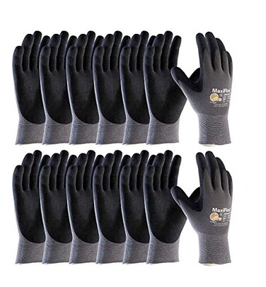 ATG 34874S MaxiFlex Ultimate Nylon MicroFoam Nitrile Grip Gloves BlackGray Small 12 Pair Per Pack
