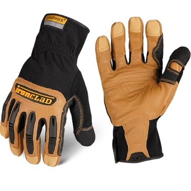 Ironclad Ranchworx Work Gloves RWG2 Premier Leather Work Glove Performance Fit Durable Machine Washable 1 Pair RWG203MBrownBlack
