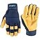Wells Lamont Mens Leather Palm Work Gloves HydraHyde WaterResistant Leather Flexible Spandex Back Adjustable Closure Ideal for Construction Landscaping DIY Projects Blue XLarge 3207XL
