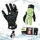 Vgo... Vgo 2Pairs 4 or above 3M Thinsulate C100 Lined High Dexterity Touchscreen Synthetic Leather Winter Warm Work Gloves Waterproof Insert Size XL Black Fluorescent Green SL8777FW