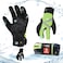 Vgo... Vgo 2Pairs 4 or above 3M Thinsulate C100 Lined High Dexterity Touchscreen Synthetic Leather Winter Warm Work Gloves Waterproof Insert Size XL Black Fluorescent Green SL8777FW
