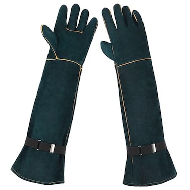 ENPOINT Animal Handling Gloves 236 inch Bite Proof Gloves Anti Scratch Cowhide Leather for Cat Grooming Snake Animal Handling