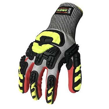 Ironclad KONG KKCA503M Knit Cut A5 Oil and Gas Safety Impact Gloves Medium BlackYellowRed