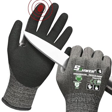 Schwer ProGuard High Level Cut Resistant Work Gloves PR3326 for Extreme ProtectionANSI A9 Cut Gloves with Reinforced Thumb Non Slip Durable Touchscreen Black 2 PairsM