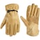 Wells Lamont Leather Work Gloves for Men Heavy Duty Cowhide Abrasion Puncture Resistant Adjustable Wrist Gunn Cut Design Ideal for Ranching Farming Construction Timber L