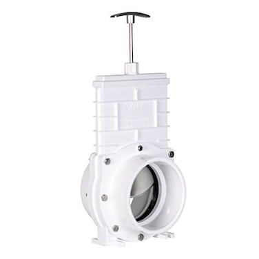 Valterra 4 PVC Gate Valve sliphub fittings with stainless steel paddle for KoiSlurry Ponds Aquaculture Sewer lines more White 6401