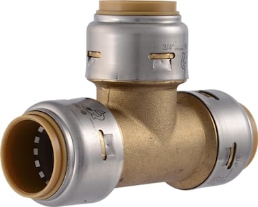 SharkBite Max 34 Inch Tee Push to Connect Brass Plumbing Fitting PEX Pipe Copper CPVC PERT HDPE UR370A