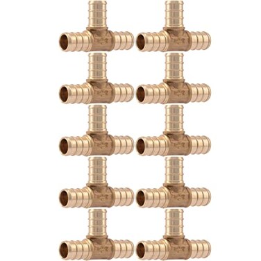 SharkBite 12 Inch Crimp Tee Pack of 10 Brass Plumbing Fitting PEX Pipe PERT UC362LFA10