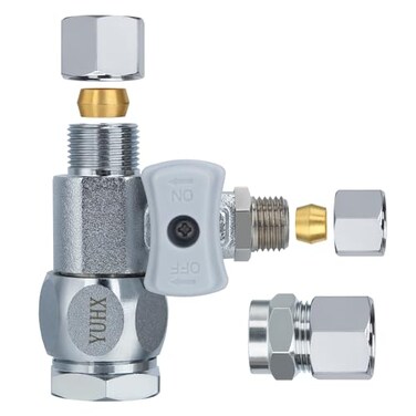 YUHX Feed Water Adapter 38 x 14 or 38 AddATee 12 x 14 or 38 Water Line splitter fitting14 or 38 Inch Compression Outlet Connection