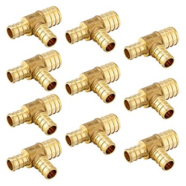 EFIELD 10Pack 34 x12X 12 Pex Reducing Tee Brass Barb Crimp Fittings ASTM F1807PEX1807082