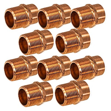 PROCURU 10Pack Made in USA 12Inch Copper Male Adapter CxM Sweat x MNPT LF Safe CWMA001210P