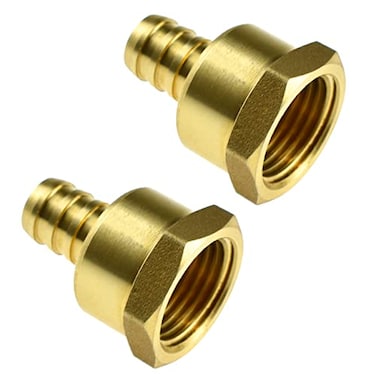 SDTC Tech 2Pack 12 Inch PEX to 12 Inch NPT Female Thread Pipe Fitting LeadFree Brass Barb Crimp Pipe Straight Coupling Adapter