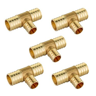 EFIELD Pack of 5 Efield 1 x1x 34 Pex Reducing Tee Barb Crimp Brass Fittings For Pex Tubing ConnectionPEX1807090